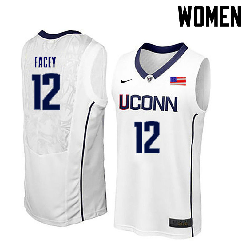 Women Uconn Huskies #12 Kentan Facey College Basketball Jerseys-White - Click Image to Close